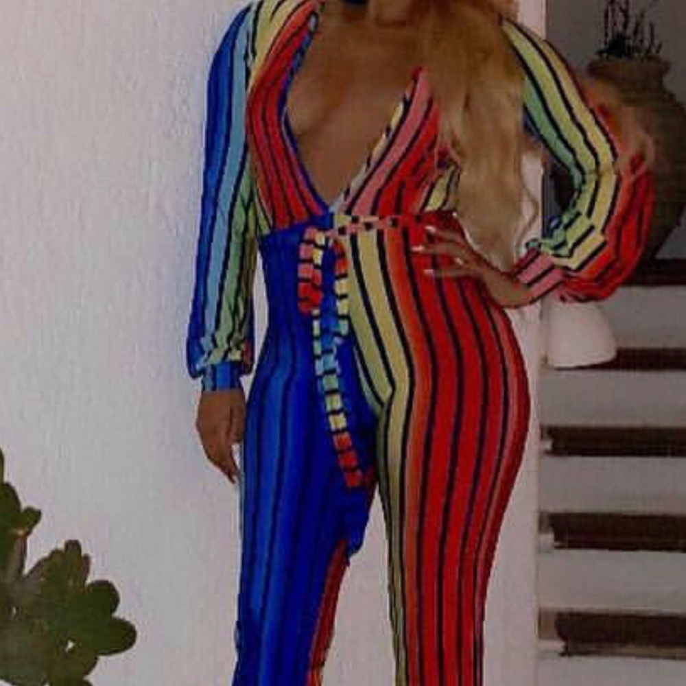 Rainbow Striped Jumpsuit